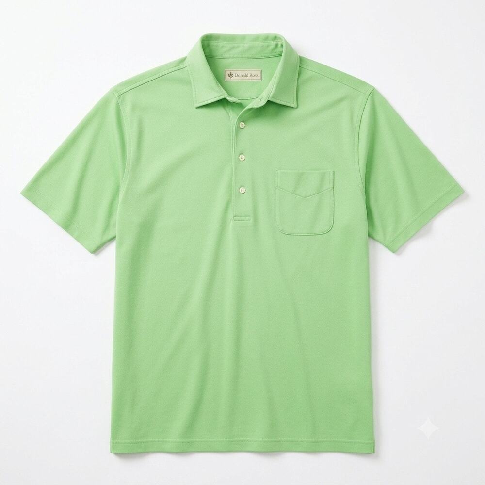 DONALD ROSS Performance Pique Golf Polo Shirt Green Pocket Casual Mens XL